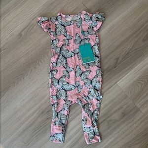 🦋Posh Peanut Pink Butterfly Ruffled Butt Romper